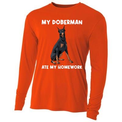 Cool Doberman Art For Dog Breed Doberman Pinscher Cooling Performance Long Sleeve Crew