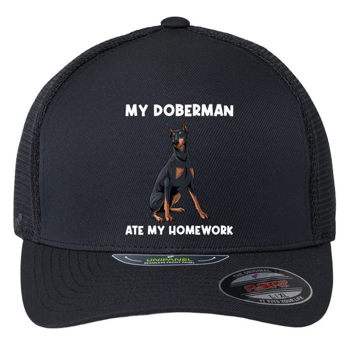 Cool Doberman Art For Dog Breed Doberman Pinscher Flexfit Unipanel Trucker Cap