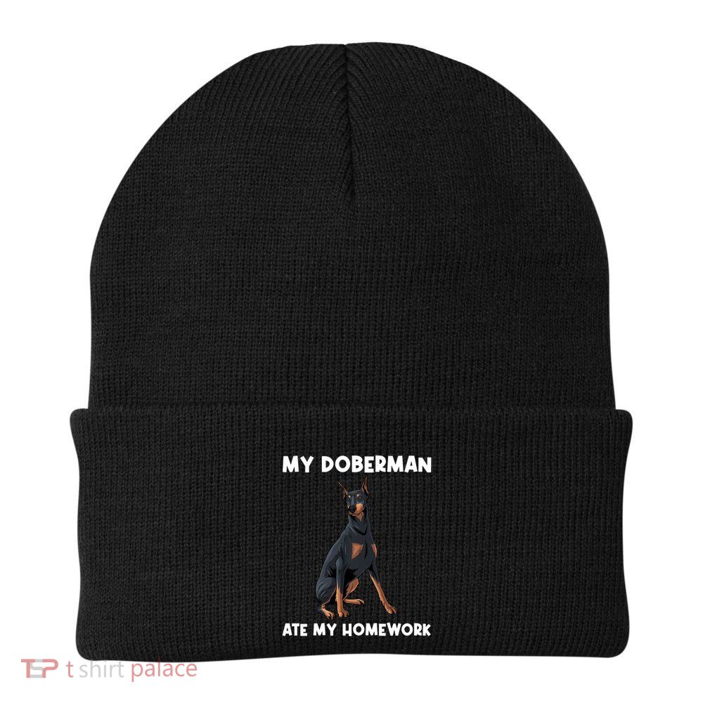 Cool Doberman Art For Dog Breed Doberman Pinscher Beanie