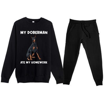 Cool Doberman Art For Dog Breed Doberman Pinscher Premium Crewneck Sweatsuit Set