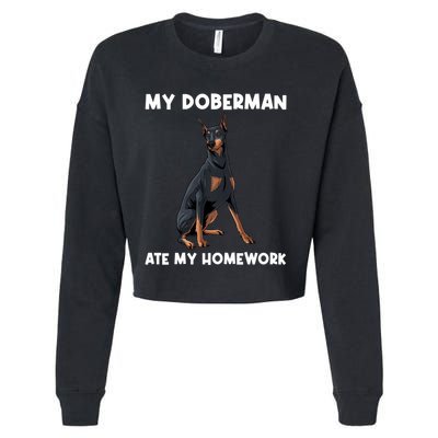 Cool Doberman Art For Dog Breed Doberman Pinscher Cropped Pullover Crew