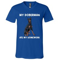 Cool Doberman Art For Dog Breed Doberman Pinscher V-Neck T-Shirt