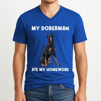 Cool Doberman Art For Dog Breed Doberman Pinscher V-Neck T-Shirt