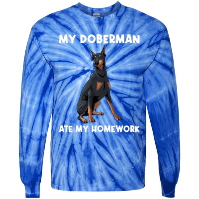 Cool Doberman Art For Dog Breed Doberman Pinscher Tie-Dye Long Sleeve Shirt