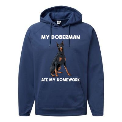 Cool Doberman Art For Dog Breed Doberman Pinscher Performance Fleece Hoodie