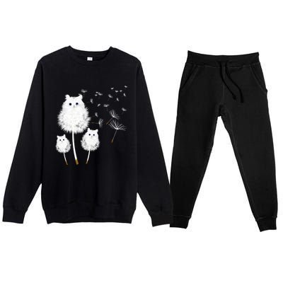 Cat Dandelion Amazing Flower Cat Lover Design Funny Gift Premium Crewneck Sweatsuit Set