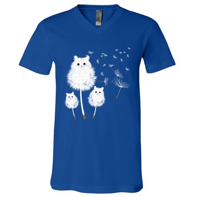 Cat Dandelion Amazing Flower Cat Lover Design Funny Gift V-Neck T-Shirt