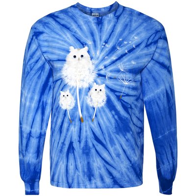 Cat Dandelion Amazing Flower Cat Lover Design Funny Gift Tie-Dye Long Sleeve Shirt