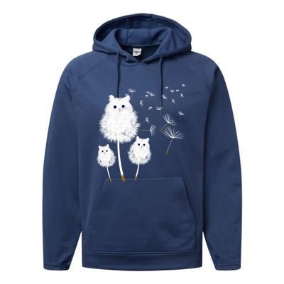 Cat Dandelion Amazing Flower Cat Lover Design Funny Gift Performance Fleece Hoodie