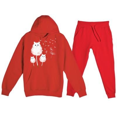 Cat Dandelion Amazing Flower Cat Lover Design Funny Gift Premium Hooded Sweatsuit Set