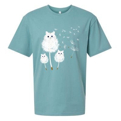 Cat Dandelion Amazing Flower Cat Lover Design Funny Gift Sueded Cloud Jersey T-Shirt