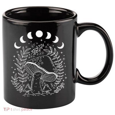 Cottagecore Dark Academia Aesthetic Mushroom Moon Witchy 11oz C Handle Ceramic Mug