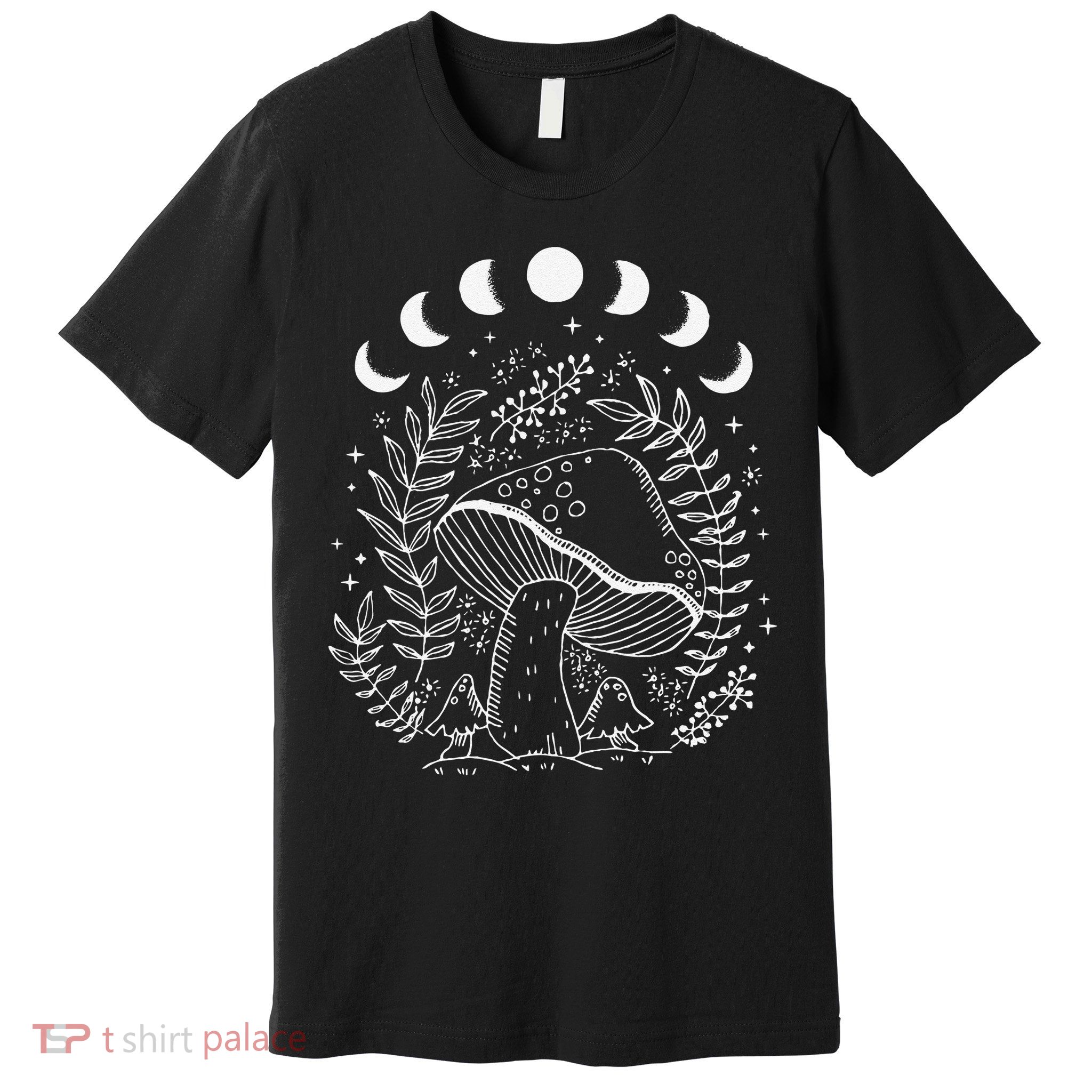 Cottagecore Dark Academia Aesthetic Mushroom Moon Witchy Premium T-Shirt