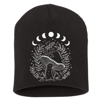 Cottagecore Dark Academia Aesthetic Mushroom Moon Witchy Short Acrylic Beanie