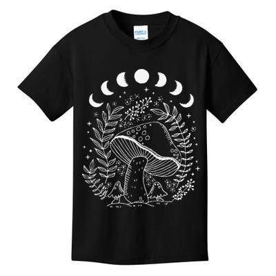 Cottagecore Dark Academia Aesthetic Mushroom Moon Witchy Kids T-Shirt