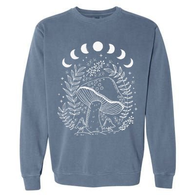 Cottagecore Dark Academia Aesthetic Mushroom Moon Witchy Garment-Dyed Sweatshirt