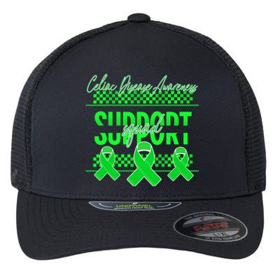 Celiac Disease Awareness Support Squad Green Ribbon Warrior Gift Flexfit Unipanel Trucker Cap