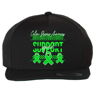 Celiac Disease Awareness Support Squad Green Ribbon Warrior Gift Wool Snapback Cap