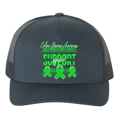 Celiac Disease Awareness Support Squad Green Ribbon Warrior Gift Yupoong Adult 5-Panel Trucker Hat