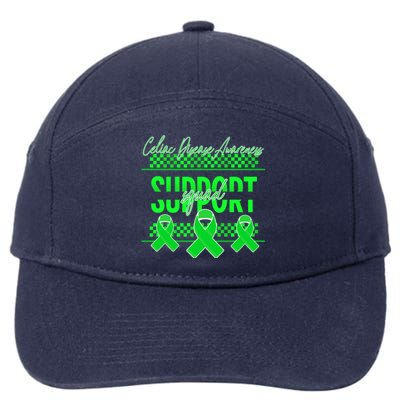 Celiac Disease Awareness Support Squad Green Ribbon Warrior Gift 7-Panel Snapback Hat