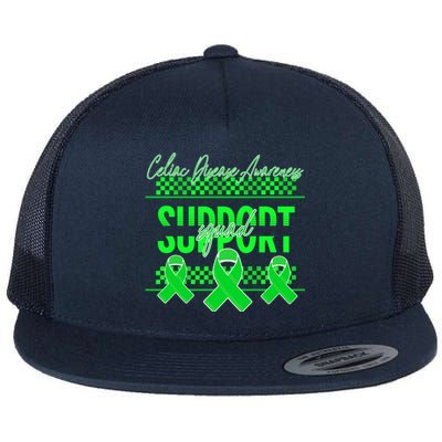 Celiac Disease Awareness Support Squad Green Ribbon Warrior Gift Flat Bill Trucker Hat