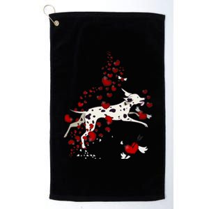 Cute Dalmatian And Red Hearts Funny Dog Mom Valentines Day Gift Platinum Collection Golf Towel