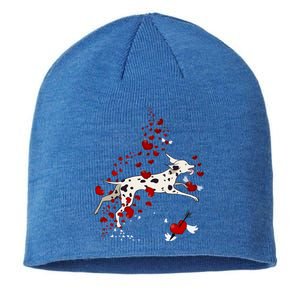 Cute Dalmatian And Red Hearts Funny Dog Mom Valentines Day Gift Sustainable Beanie