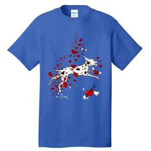 Cute Dalmatian And Red Hearts Funny Dog Mom Valentines Day Gift Tall T-Shirt