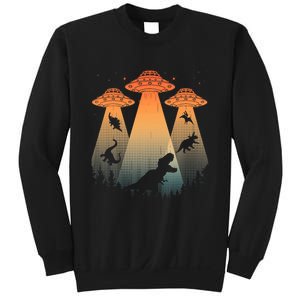 Cool Dinosaur Art Ufo Alien Abduction Dinosaur Sweatshirt