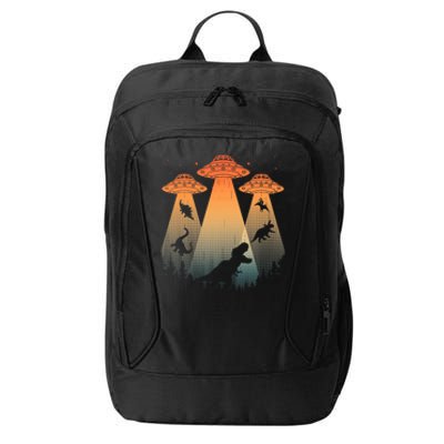 Cool Dinosaur Art Ufo Alien Abduction Dinosaur City Backpack