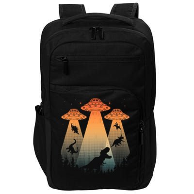 Cool Dinosaur Art Ufo Alien Abduction Dinosaur Impact Tech Backpack