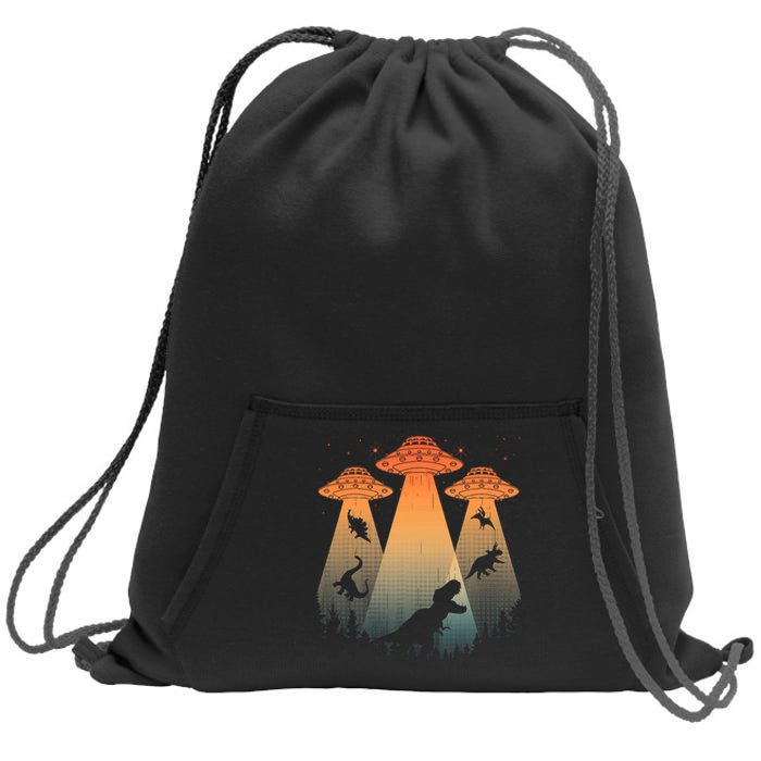 Cool Dinosaur Art Ufo Alien Abduction Dinosaur Sweatshirt Cinch Pack Bag