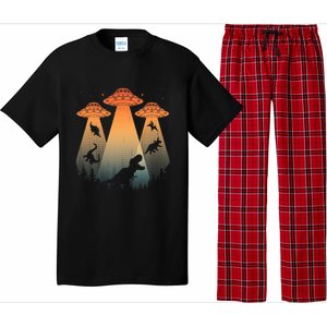 Cool Dinosaur Art Ufo Alien Abduction Dinosaur Pajama Set