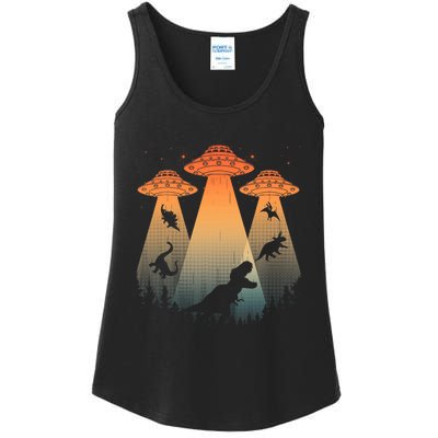 Cool Dinosaur Art Ufo Alien Abduction Dinosaur Ladies Essential Tank