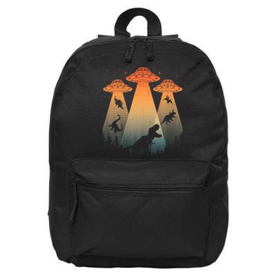 Cool Dinosaur Art Ufo Alien Abduction Dinosaur 16 in Basic Backpack