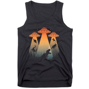 Cool Dinosaur Art Ufo Alien Abduction Dinosaur Tank Top