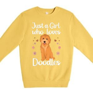 Cute Doodle Art For Women Mom Golden Doodle Dog Lovers Premium Crewneck Sweatshirt