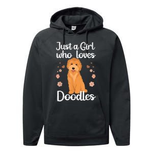 Cute Doodle Art For Women Mom Golden Doodle Dog Lovers Performance Fleece Hoodie