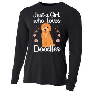 Cute Doodle Art For Women Mom Golden Doodle Dog Lovers Cooling Performance Long Sleeve Crew