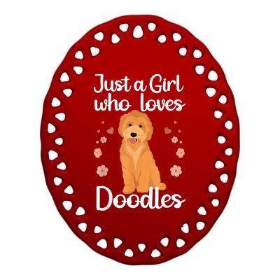 Cute Doodle Art For Women Mom Golden Doodle Dog Lovers Ceramic Oval Ornament