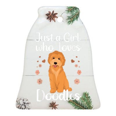 Cute Doodle Art For Women Mom Golden Doodle Dog Lovers Ceramic Bell Ornament