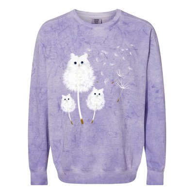 Cat Dandelion Amazing Flower Cat Lover Design Gift Colorblast Crewneck Sweatshirt