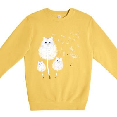 Cat Dandelion Amazing Flower Cat Lover Design Gift Premium Crewneck Sweatshirt