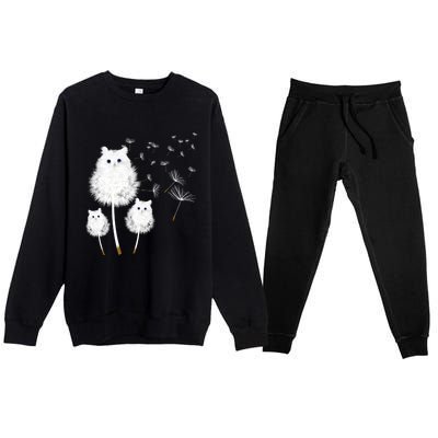 Cat Dandelion Amazing Flower Cat Lover Design Gift Premium Crewneck Sweatsuit Set