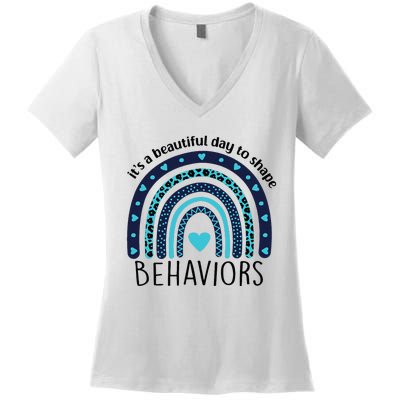 Colorful Day ABA Therapist Inspiring Behavior Change Women's V-Neck T-Shirt