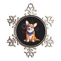 Corgi Dog American USA Flag 4th of July Corgi Lover Metallic Star Ornament