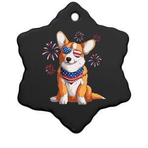 Corgi Dog American USA Flag 4th of July Corgi Lover Ceramic Star Ornament