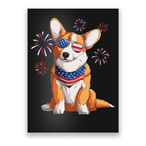 Corgi Dog American USA Flag 4th of July Corgi Lover Poster