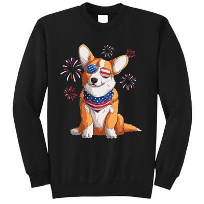 Corgi Dog American USA Flag 4th of July Corgi Lover Tall Sweatshirt