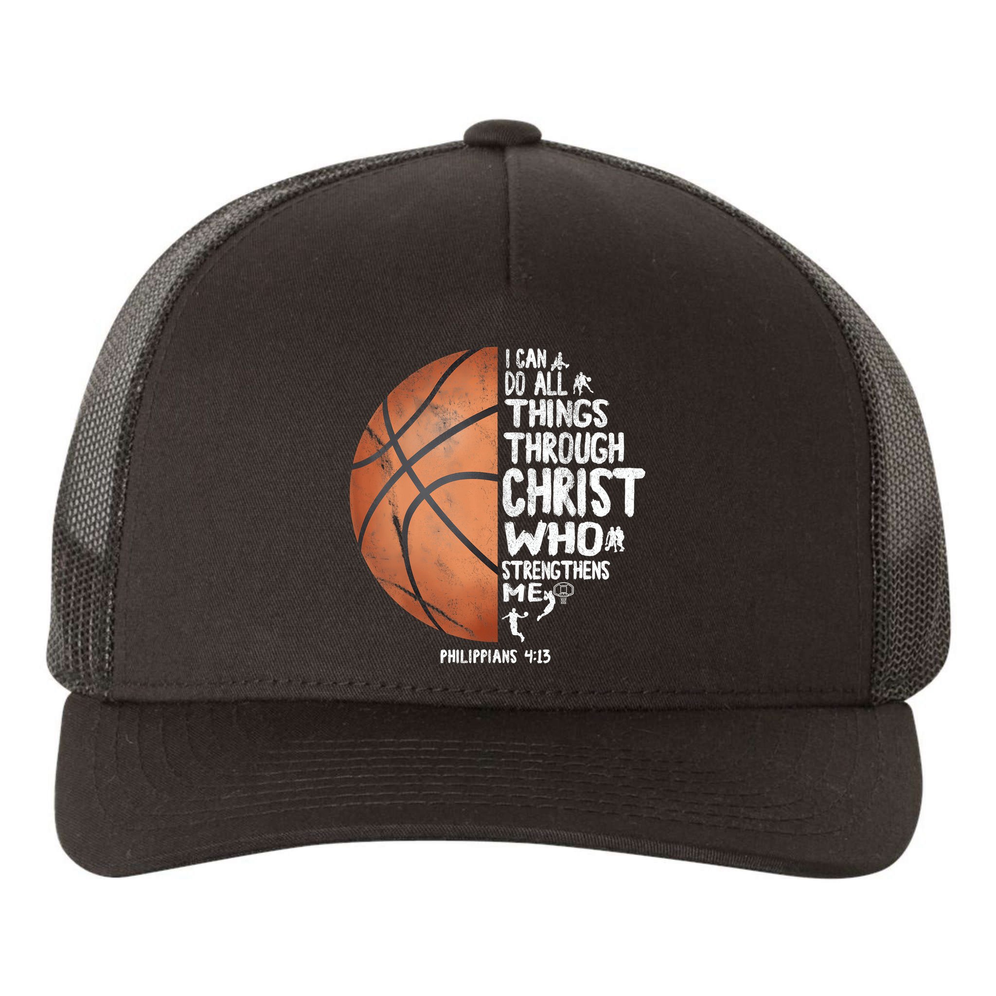 Can Do All Things Through Christ Philippians 4:13 Basketball Yupoong Adult 5-Panel Trucker Hat